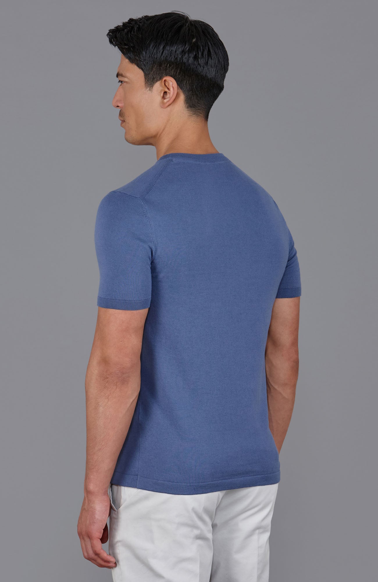 blue mens knitted t-shirt