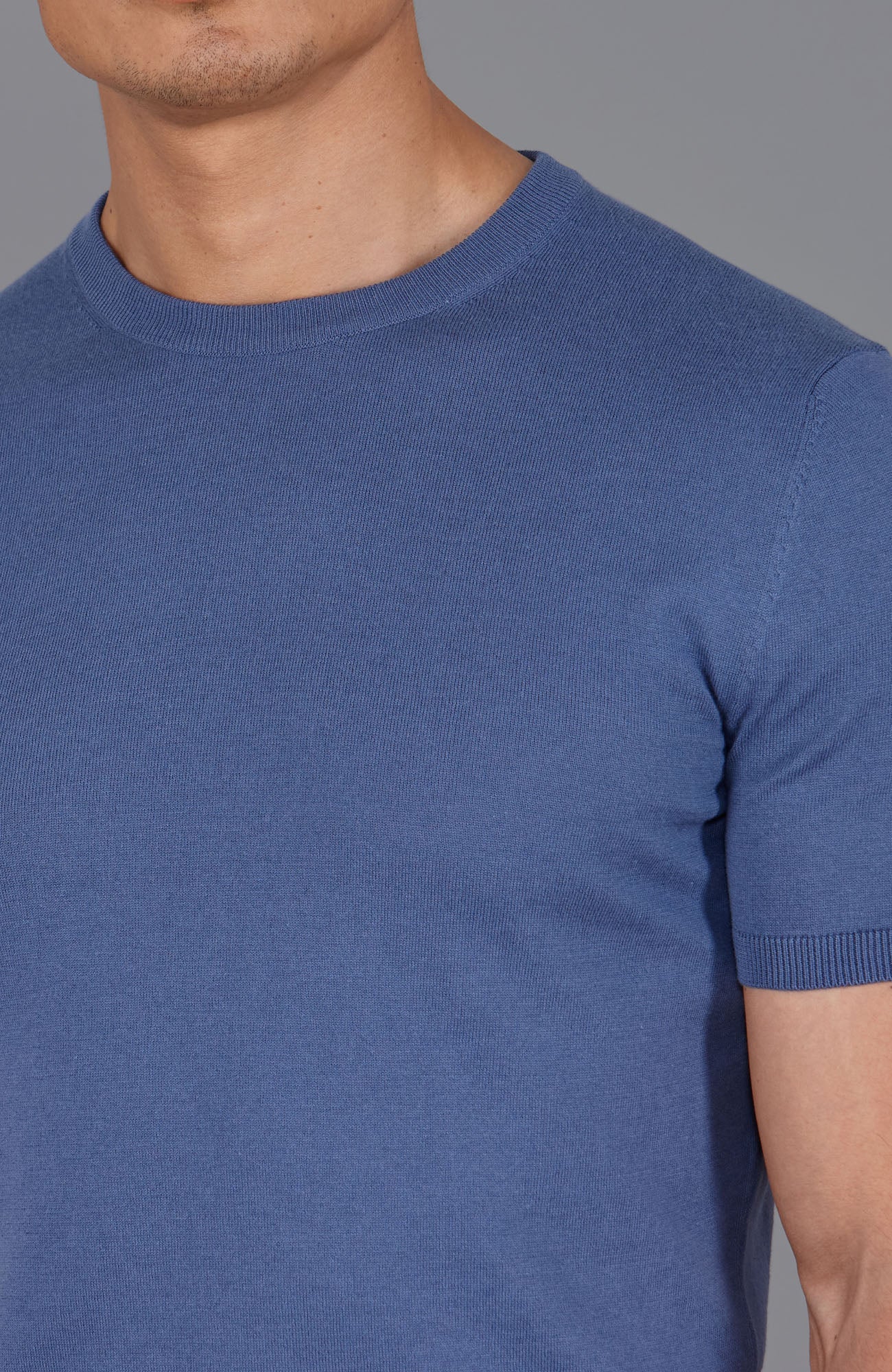 blue mens knitted t-shirt