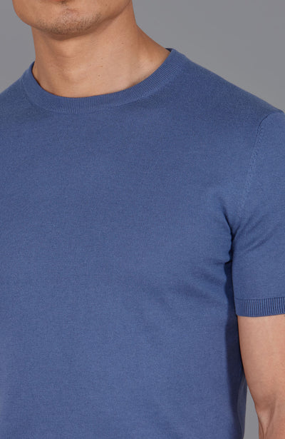 blue mens knitted t-shirt