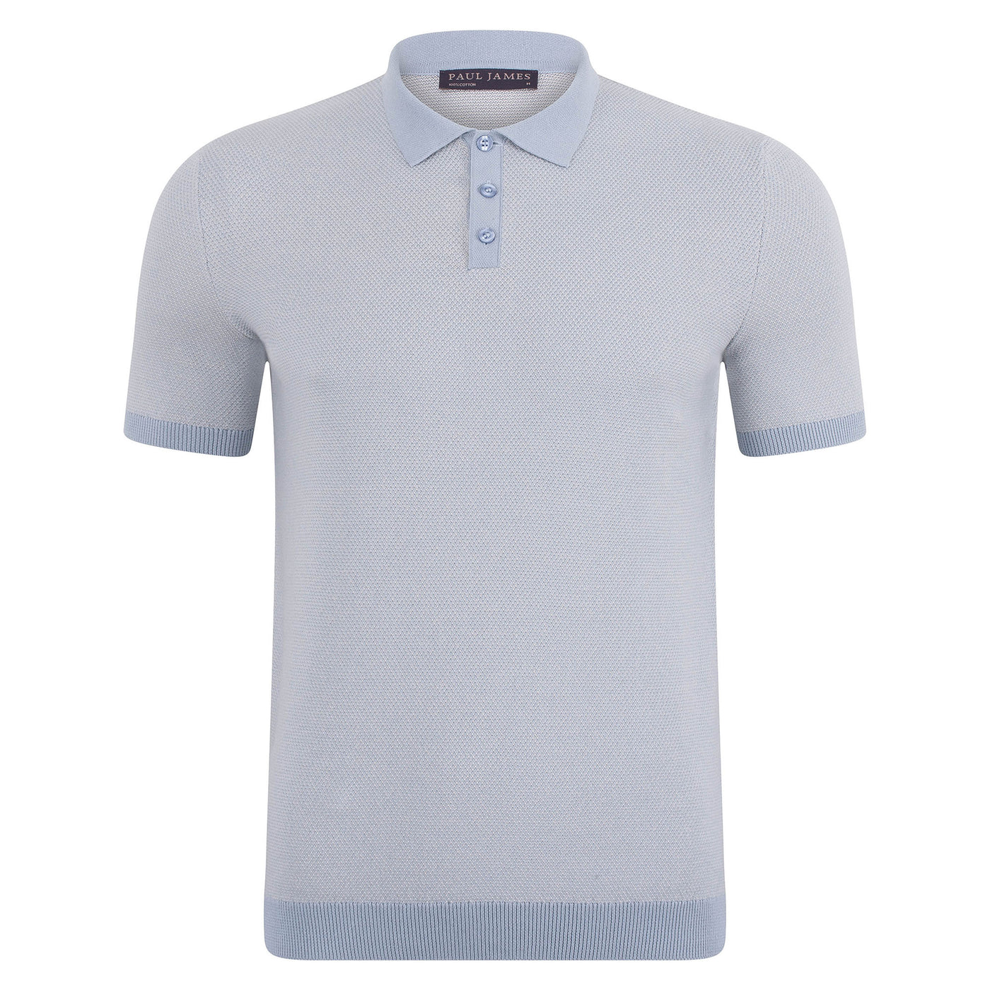 blue short sleeve mens textured polo shirt