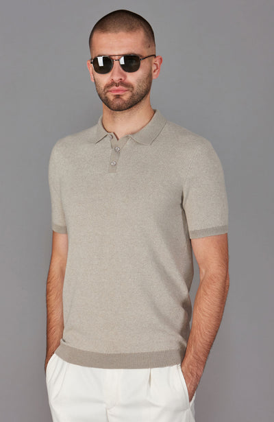 fawn short sleeve mens textured polo shirt