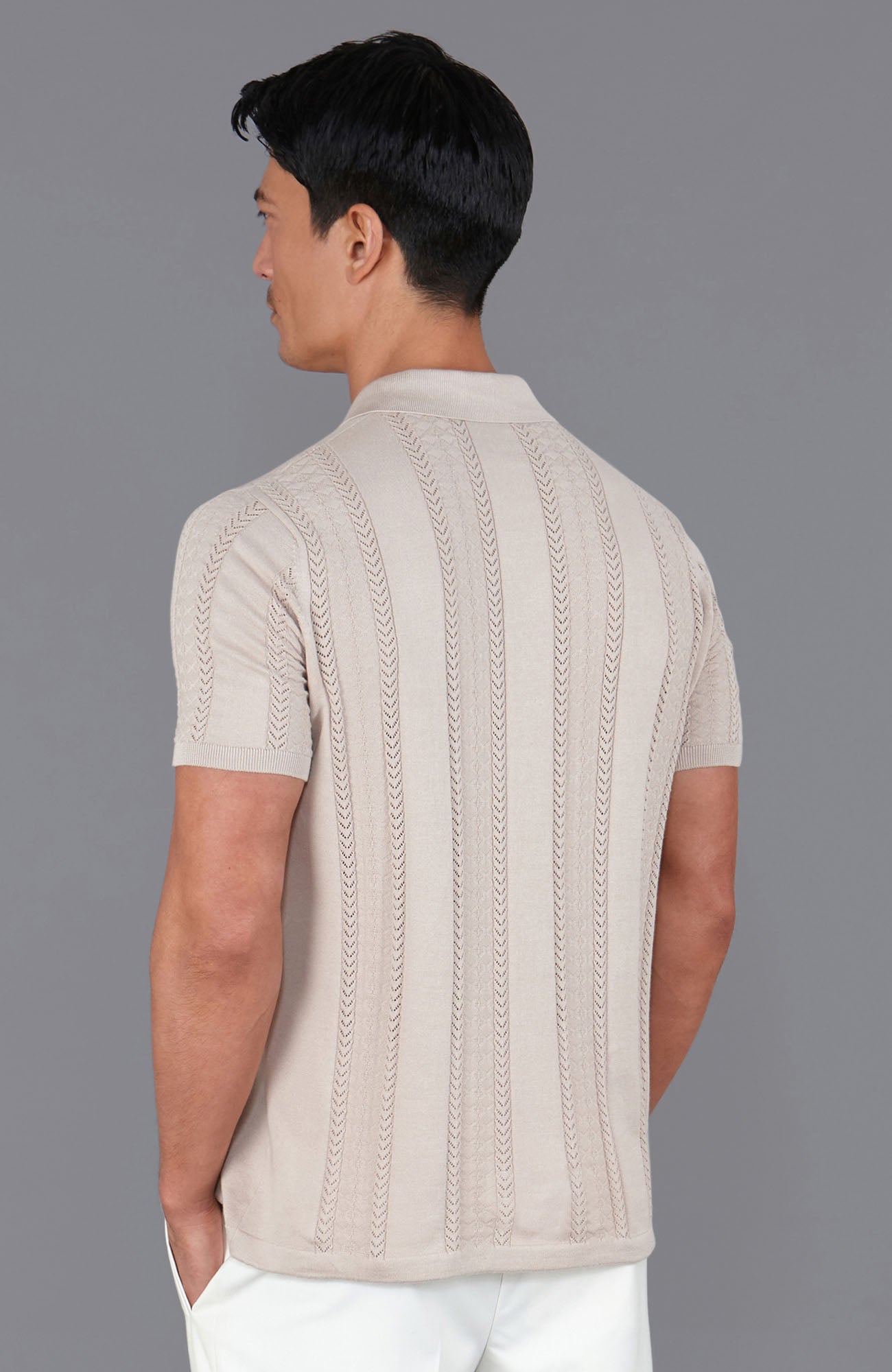 linen mens open knit shirt