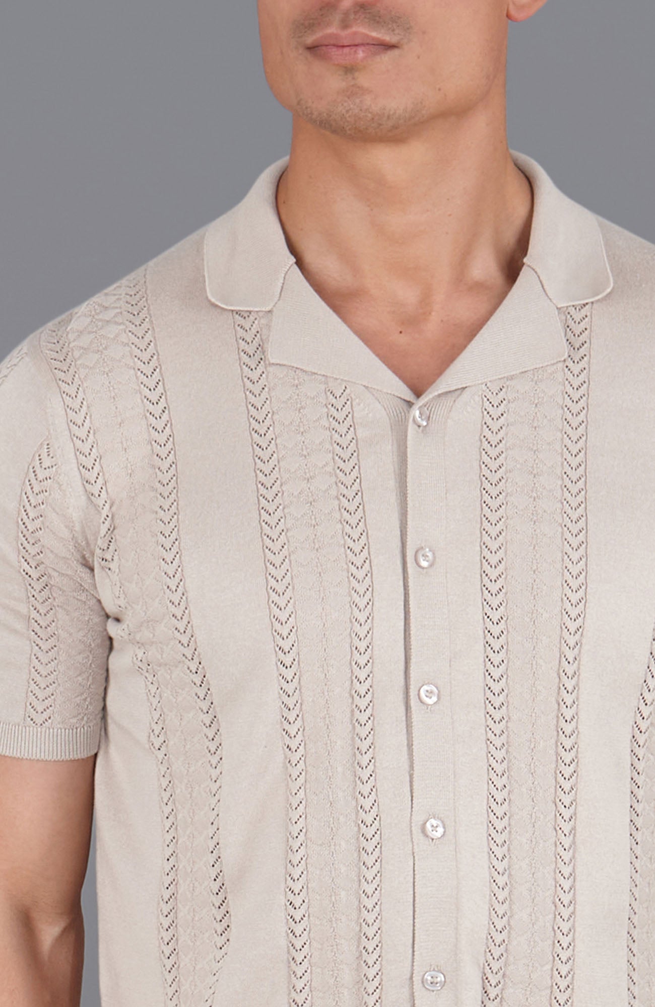 linen mens open knit shirt