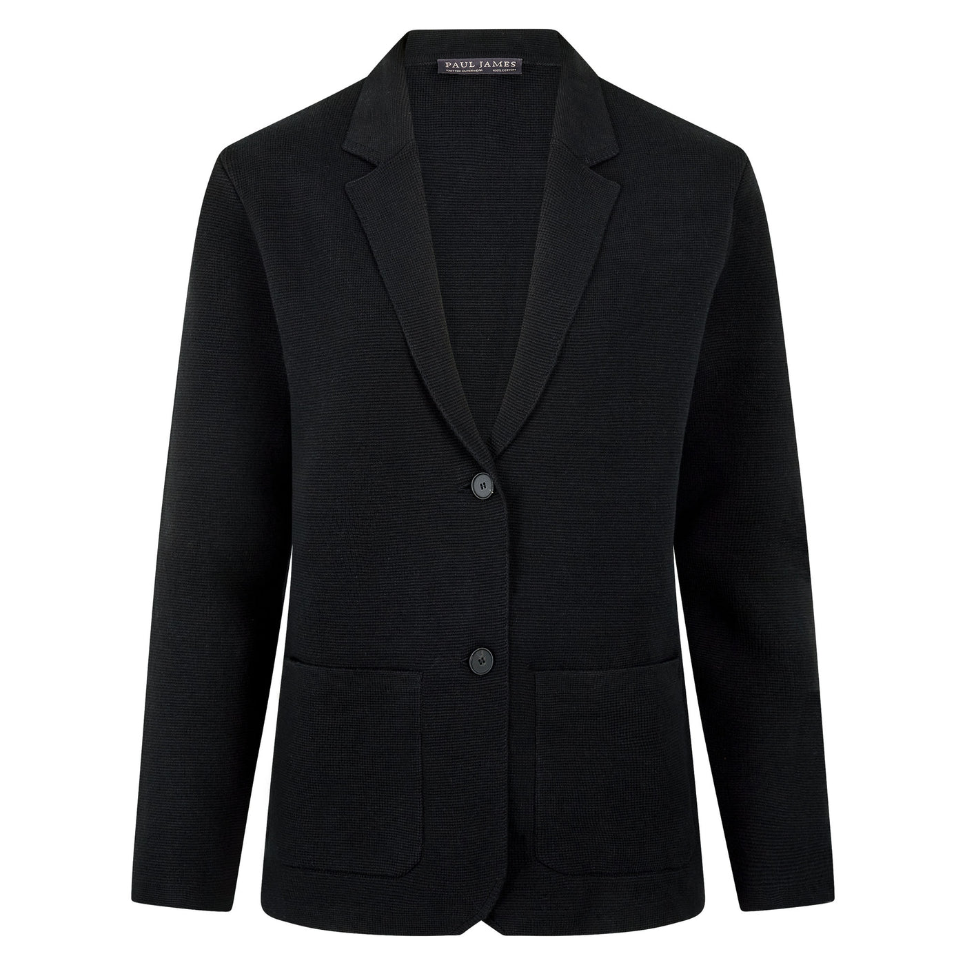 womens black knitted blazer