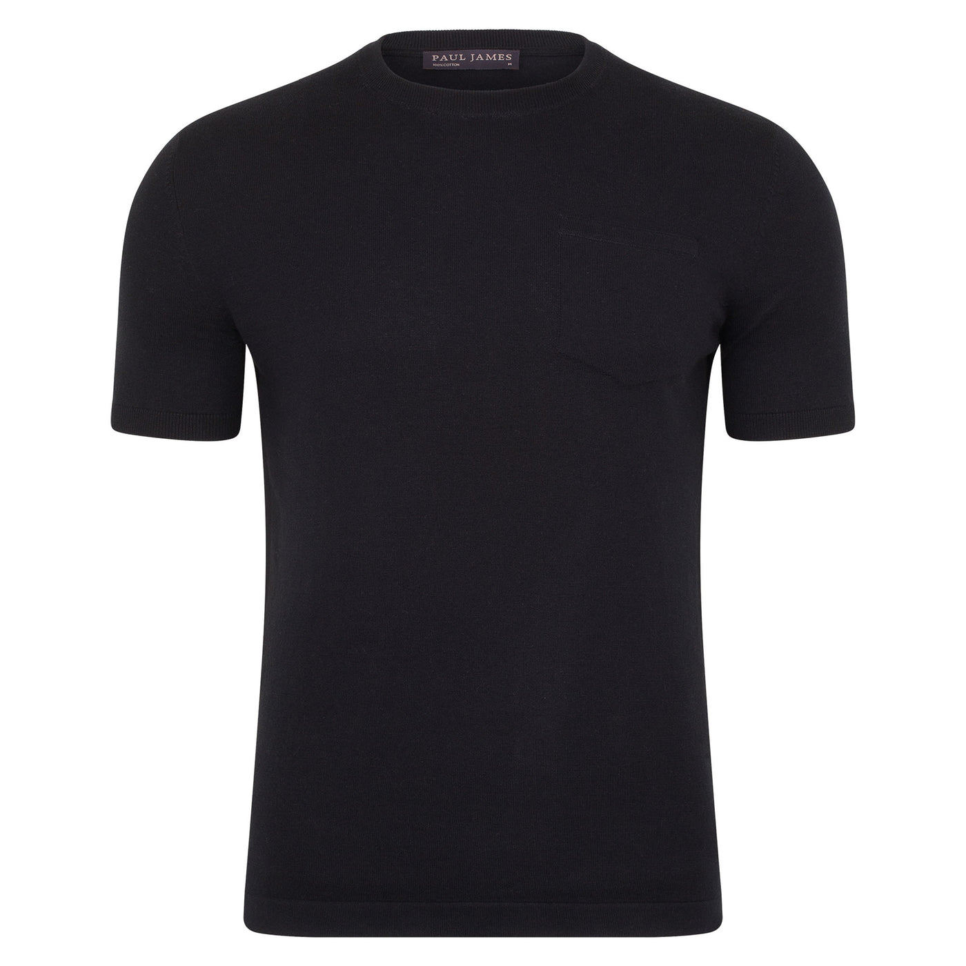 black mens knitted pocket t-shirt