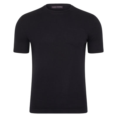 black mens knitted pocket t-shirt