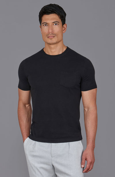 black mens knitted pocket t-shirt