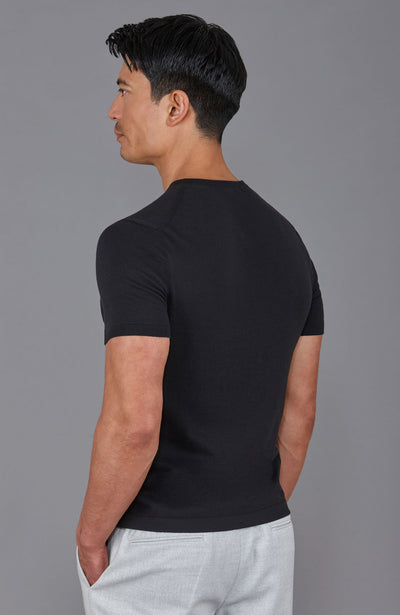 black mens knitted pocket t-shirt