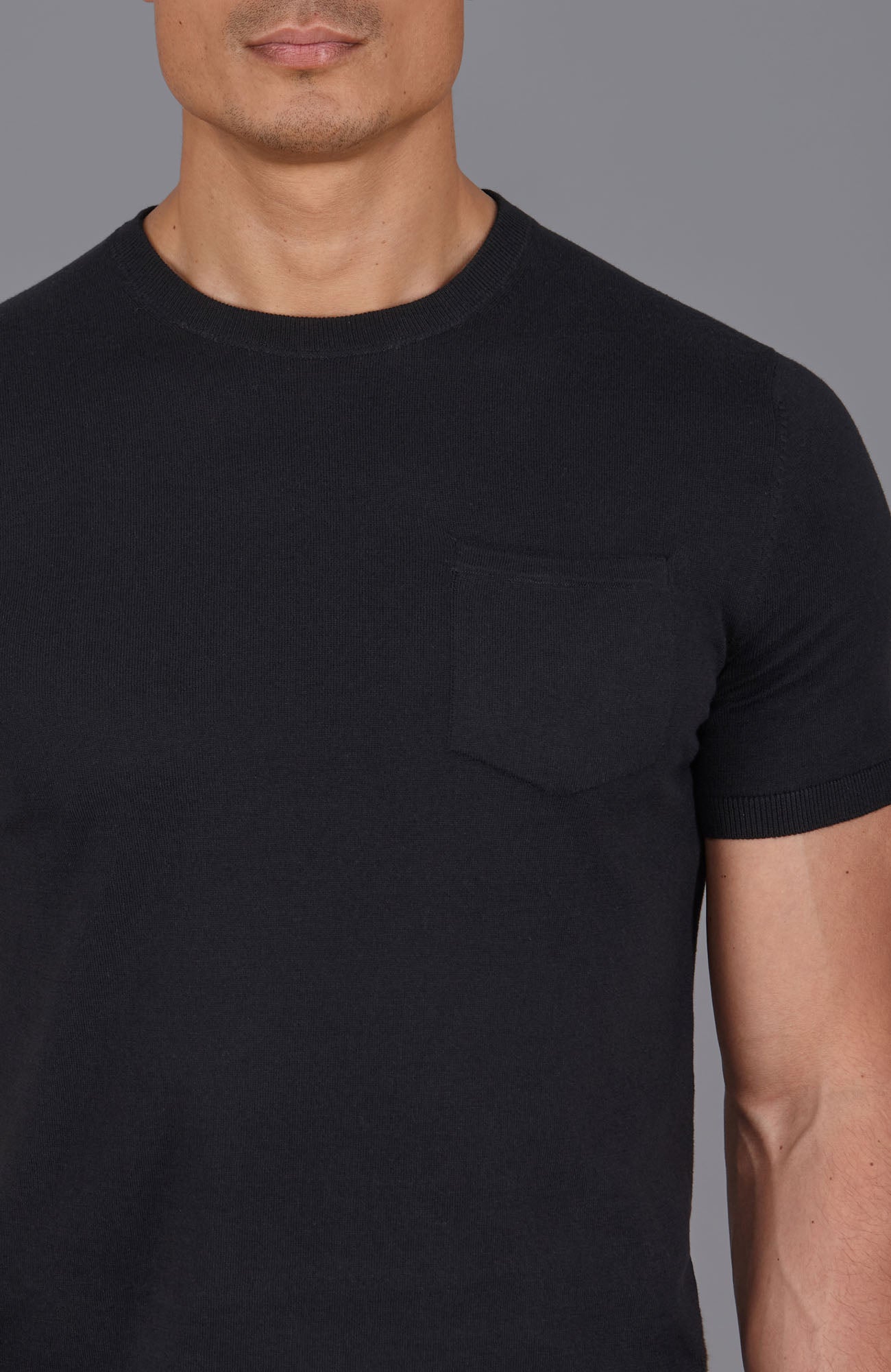 black mens knitted pocket t-shirt