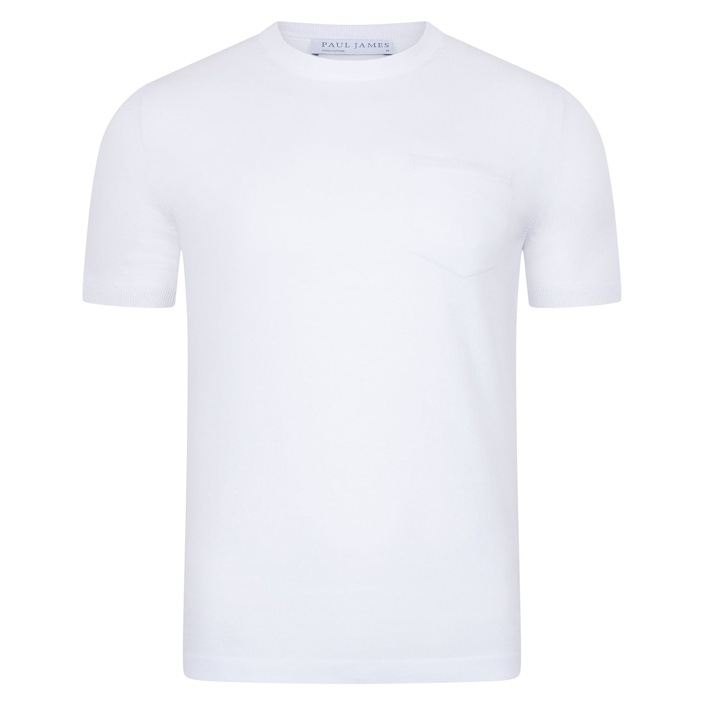 white mens knitted pocket t-shirt