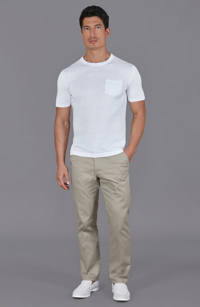 white mens knitted pocket t-shirt