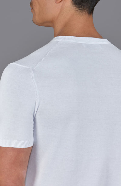 white mens knitted pocket t-shirt