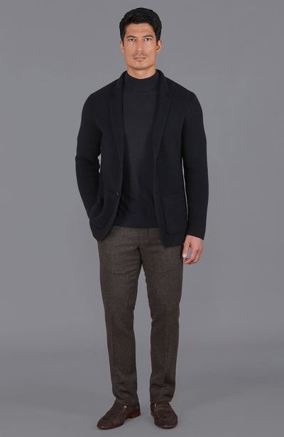 black mens knitted wool blazer