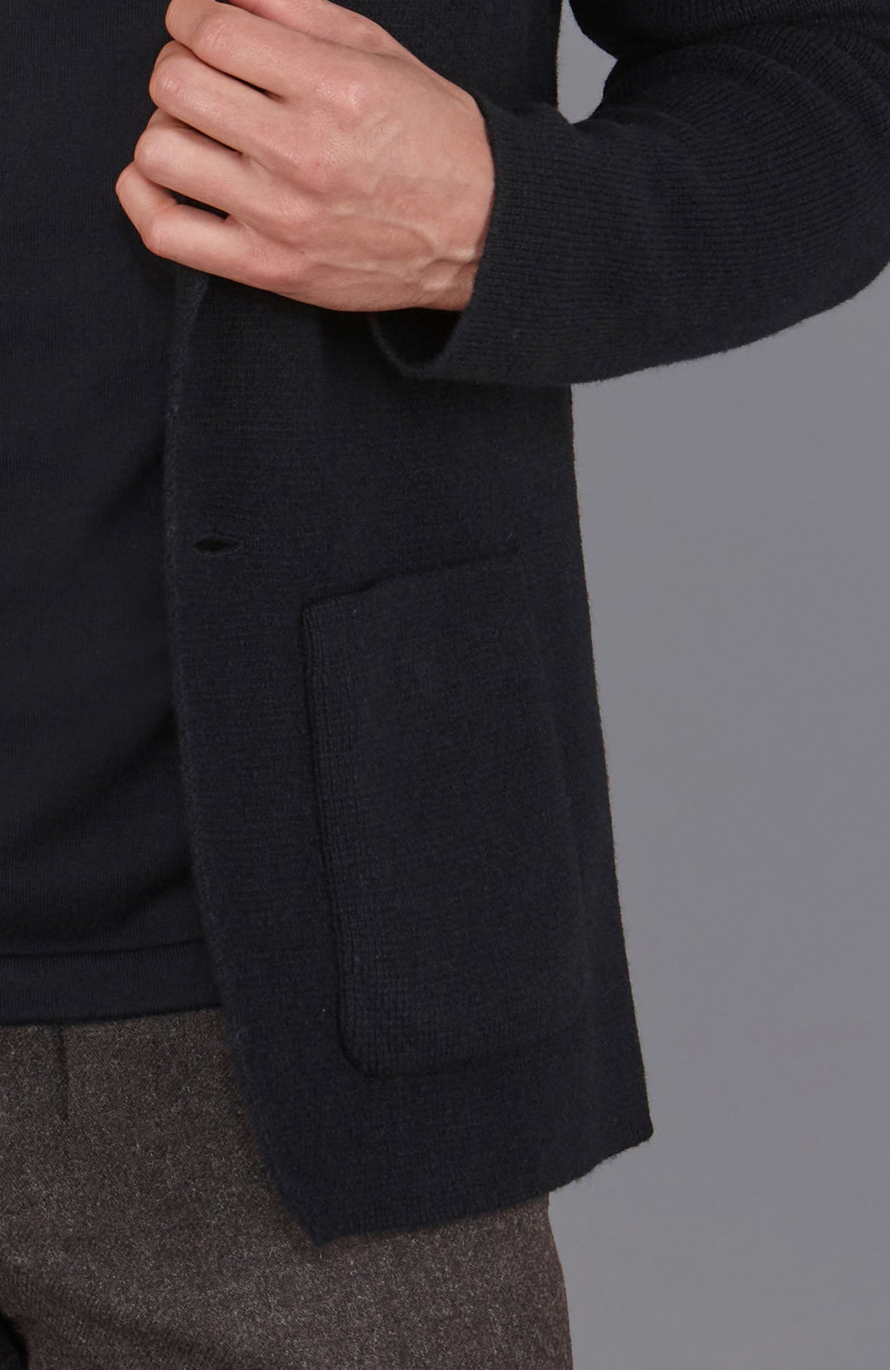 black mens knitted wool blazer