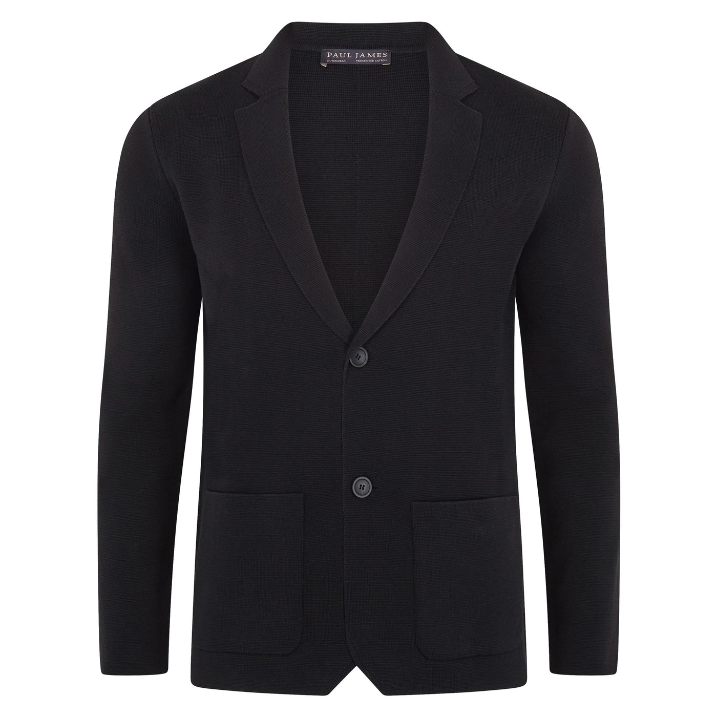 black mens lightweight knitted blazer