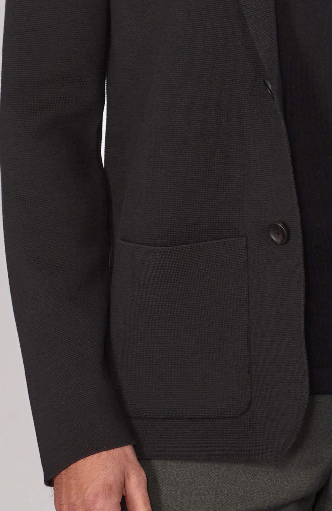 black mens lightweight knitted blazer