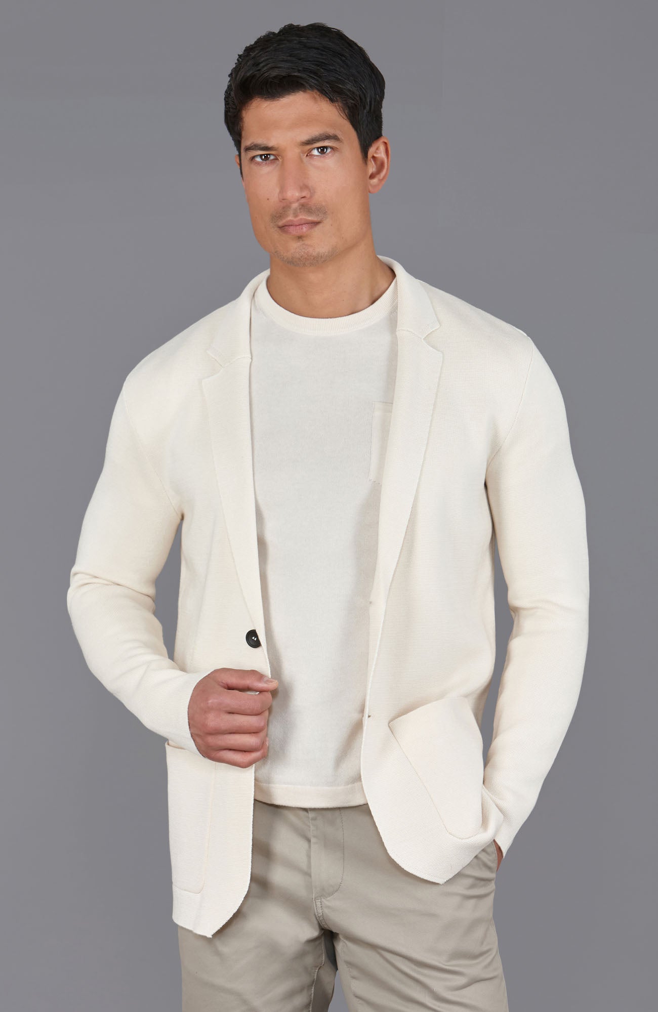 ecru mens knitted blazer