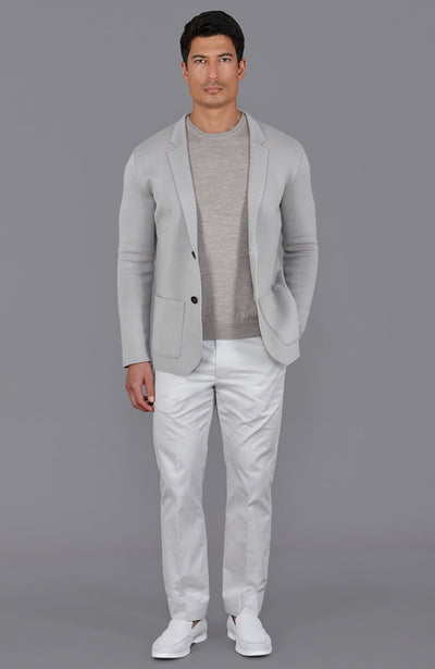 taupe mens mercerised cotton knitted blazer