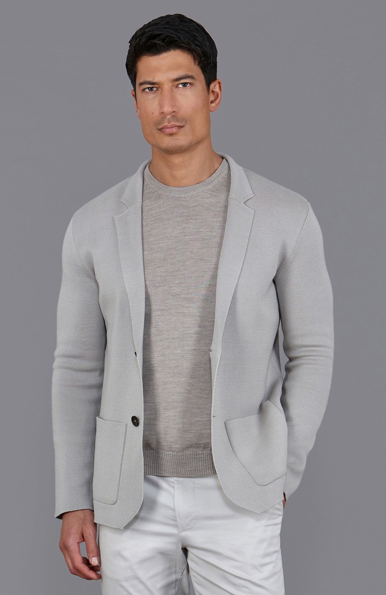 taupe mens knitted blazer