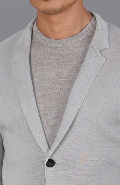 taupe mens mercerised cotton knitted blazer