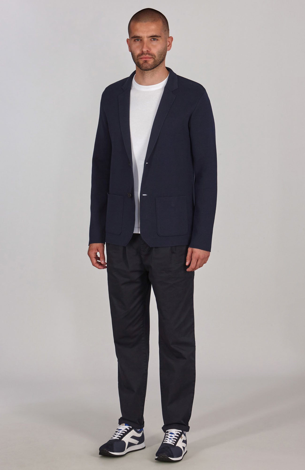 navy mens lightweight knitted blazer