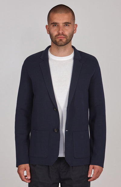 navy mens lightweight knitted blazer