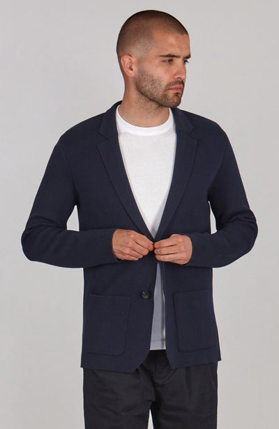 navy mens lightweight knitted blazer