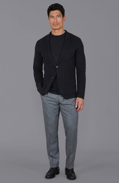 black mens knitted blazer