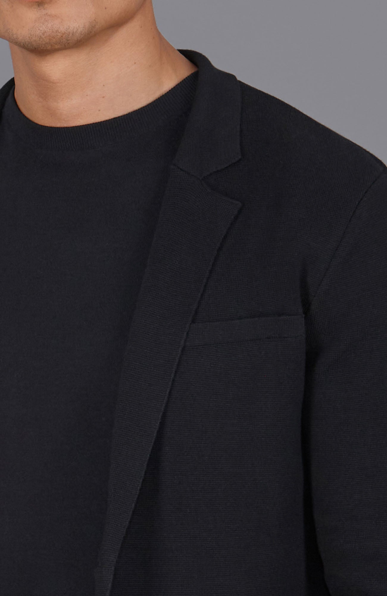 black mens knitted blazer