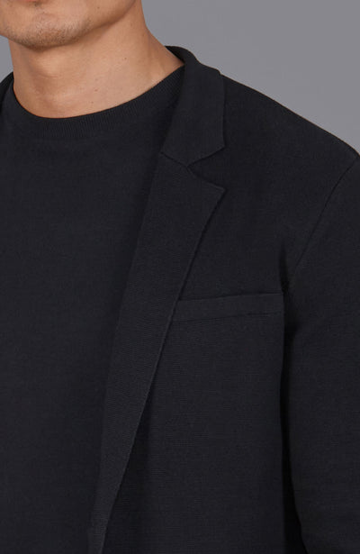 black mens knitted blazer