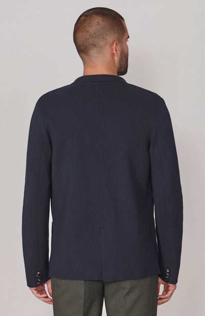 mens navy knitted cotton blazer