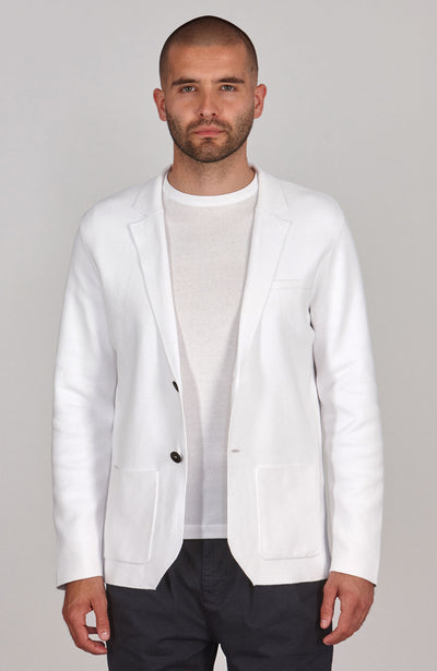 white mens knitted blazer