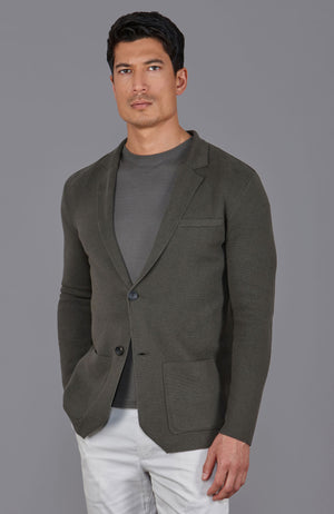 olive green mens organic cotton linen blazer