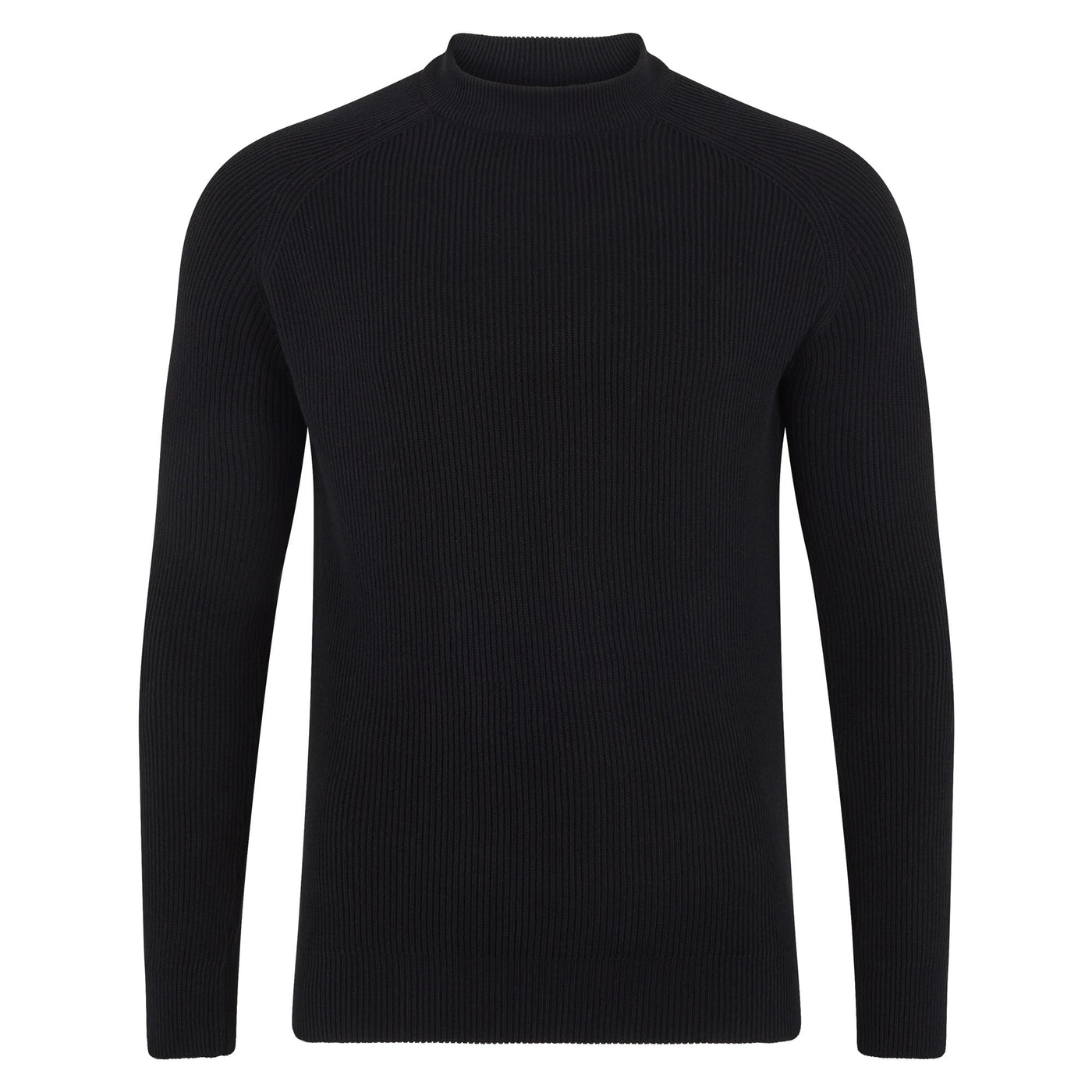 black mens fisherman rib knit jumper