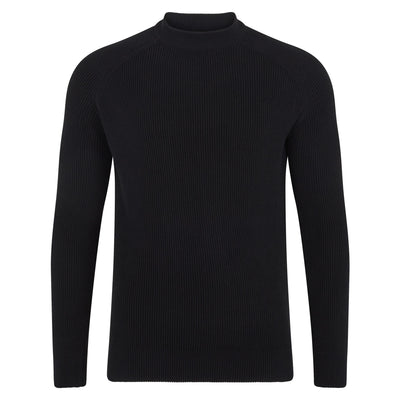 black mens fisherman rib knit jumper