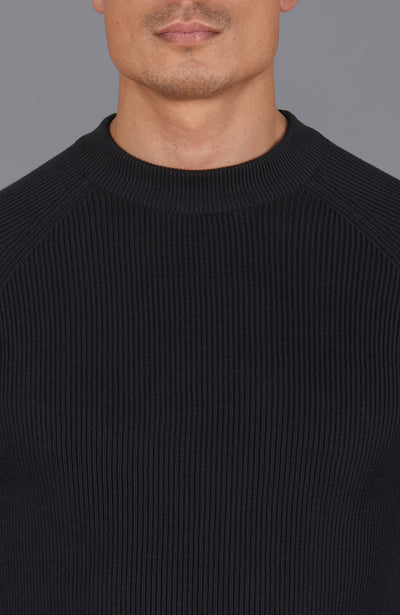 black mens fisherman rib knit jumper