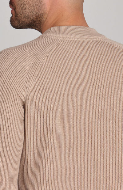 beige mens fisherman ribbed jumper