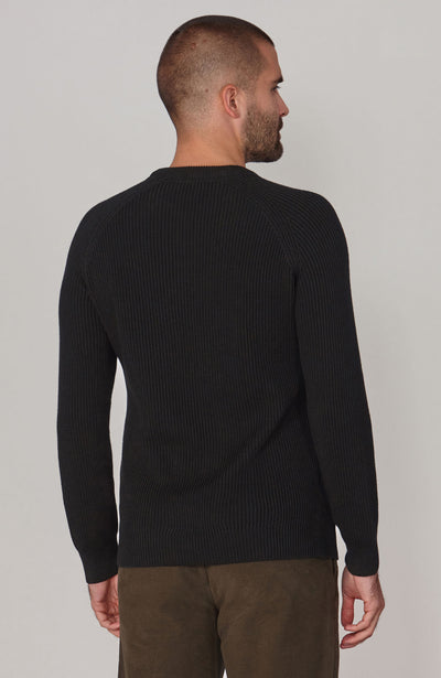 black mens fisherman rib knit jumper