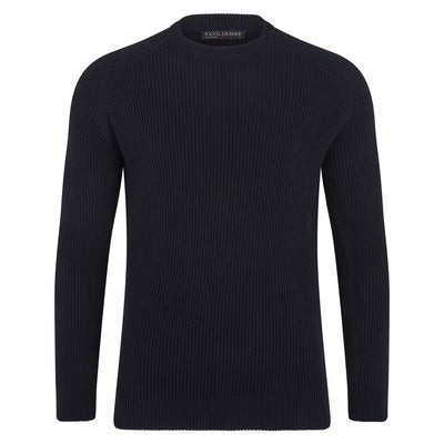 navy mens round neck fisherman jumper