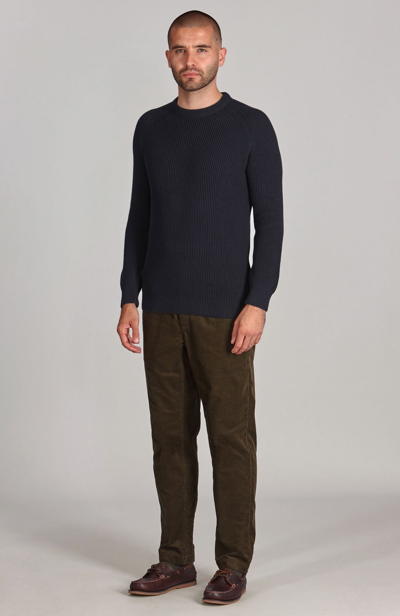 navy mens round neck fisherman jumper