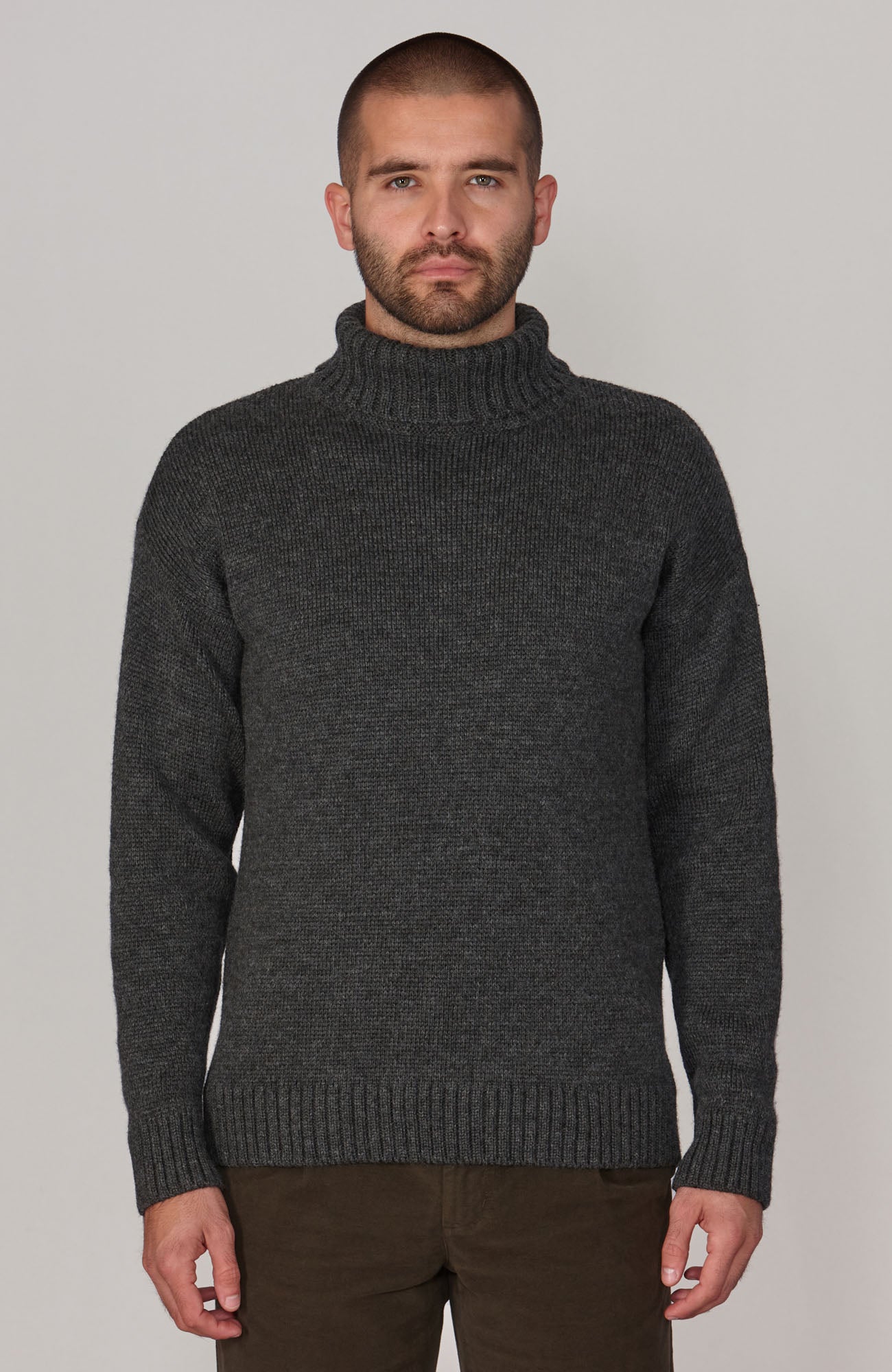 grey mens wool Submariner jumper