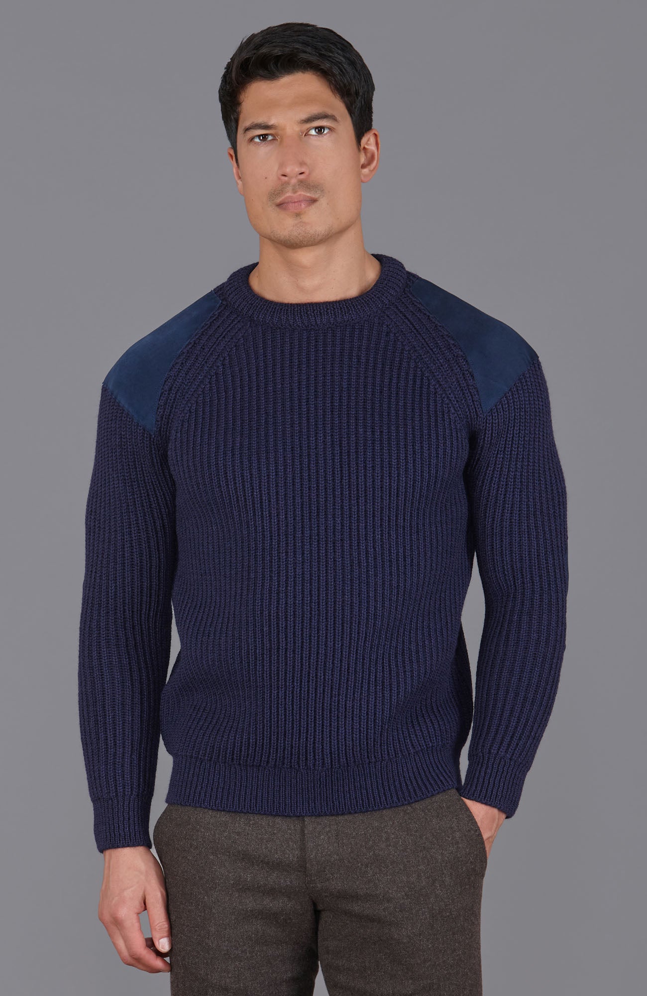 navy mens wool shooting jumper