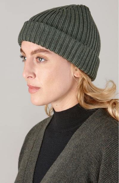 green merino wool beanie