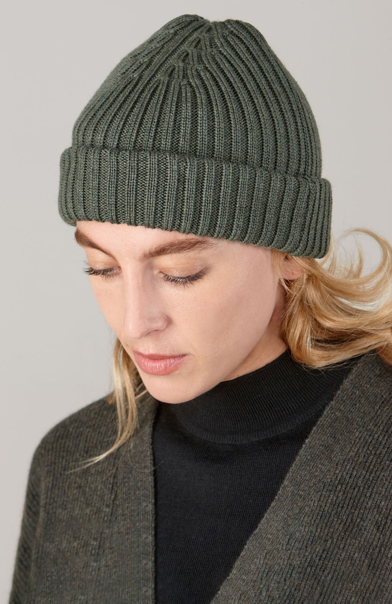 green merino wool beanie