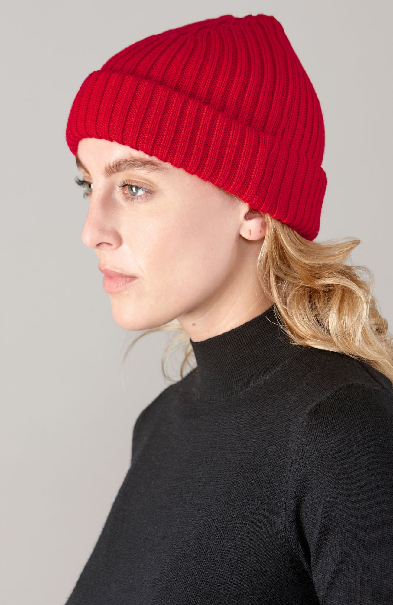 red merino wool beanie