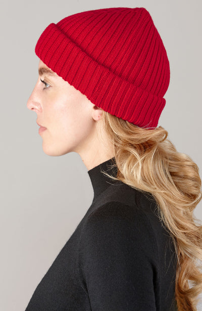 red merino wool beanie