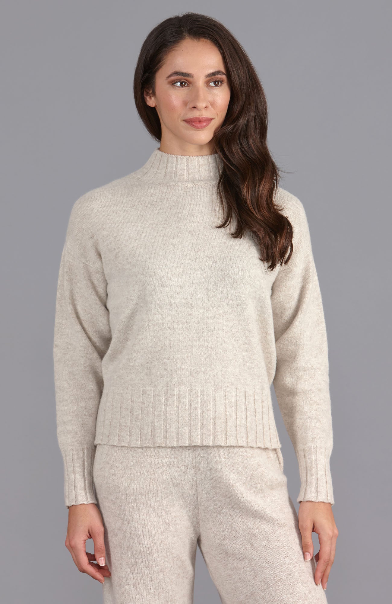 linen womens mock neck wool jumper