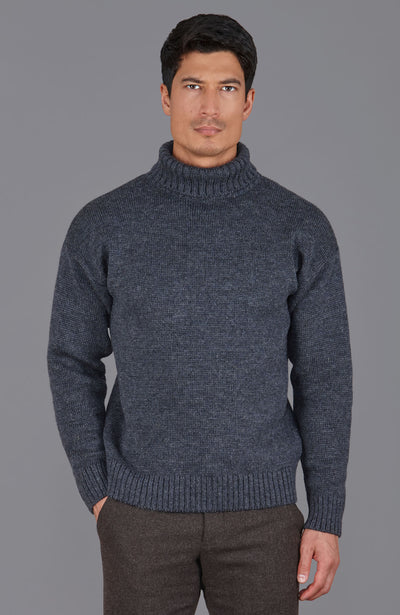 grey roll neck wool jumper