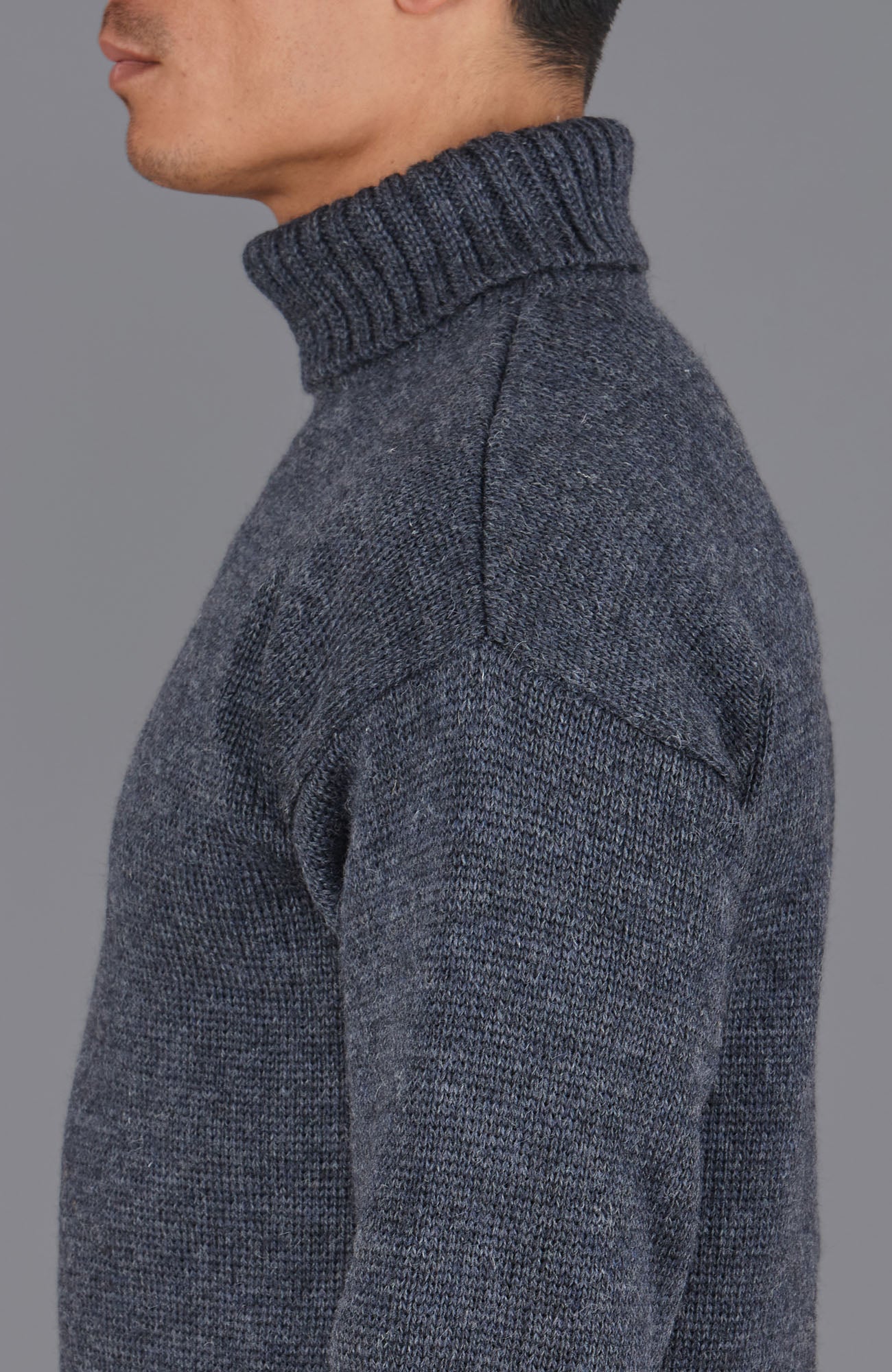 grey roll neck wool jumper