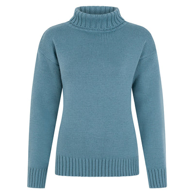 ladies warm winter teal roll neck sweater